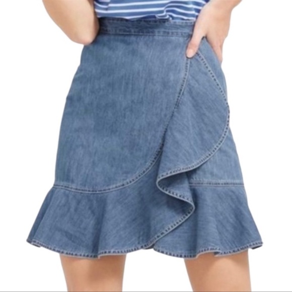 Draper James Dresses & Skirts - Draper James Faux Wrap Skirt Dark Wash NWT Size 4